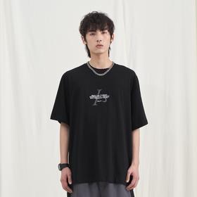 PCLP(PERCLIPS) 圆领印花短袖t恤男纯棉夏季国潮牌港风宽松半截袖