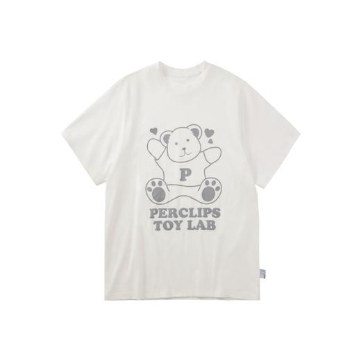 PCLP(PERCLIPS) 坐姿爱心熊潮流印花短袖国潮牌纯棉宽松半袖t恤男 商品图4