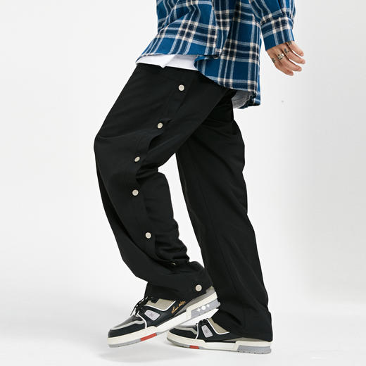 FPA(VENGETICE)国潮流夏季排扣宽松长裤直筒运动高街纽扣休闲男裤 商品图0
