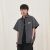 PCLP(PERCLIPS) 烫唛短袖衬衫 国潮牌休闲宽松纯色白色半袖衬衣男 商品缩略图3