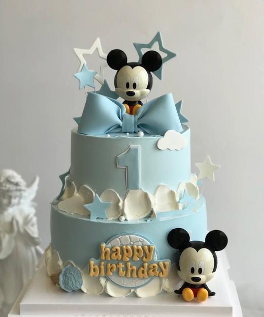 米奇主题翻糖蝴蝶结双层蛋糕 商品图0