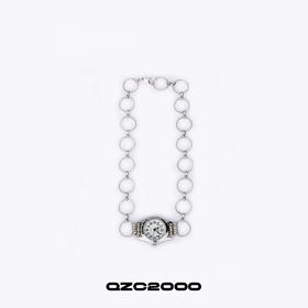 QZC2000 时间怀表不锈钢钛钢圆环拼接吊坠颈链可调节扣项链男女款