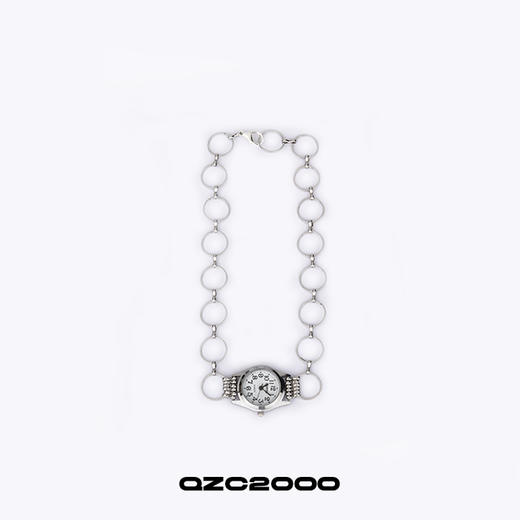 QZC2000 时间怀表不锈钢钛钢圆环拼接吊坠颈链可调节扣项链男女款 商品图0