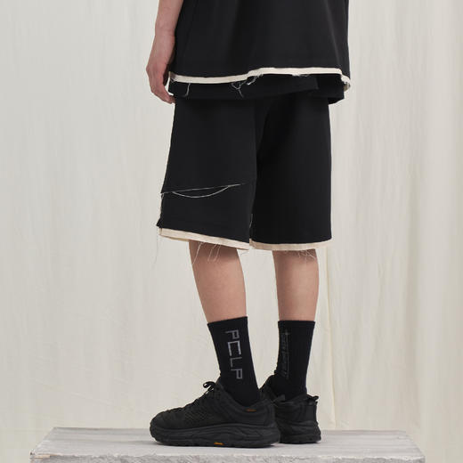 PCLP(PERCLIPS) 毛边破坏休闲短裤夏季国潮流直筒休闲五分裤男 商品图2