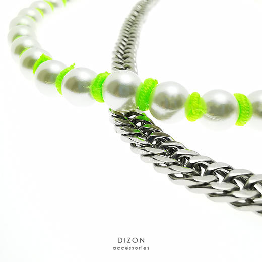 DI ZON高街钛钢hiphop项链嘻哈小众设计冷淡风 欧美男女珍珠项链 商品图2