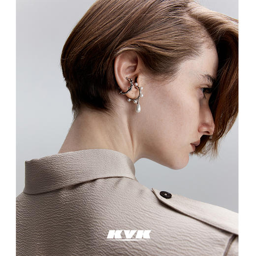 KVK珍珠925银耳环2021新款潮小众高级感耳夹无耳洞女复古耳饰饰品 商品图3