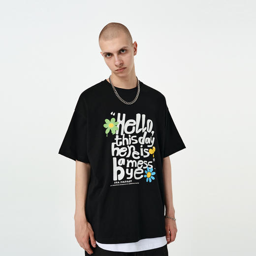 FPA(VENGETICE) 爱心雏菊字母印花T恤 国潮牌夏季潮流宽松情侣款T 商品图0