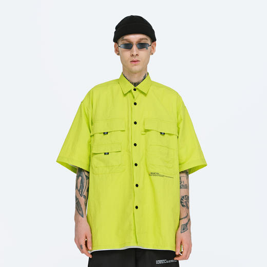 FPA(VENGETICE) 夏季宽松印花短袖衬衫 工装嘻哈男国潮牌半袖衬衣 商品图0