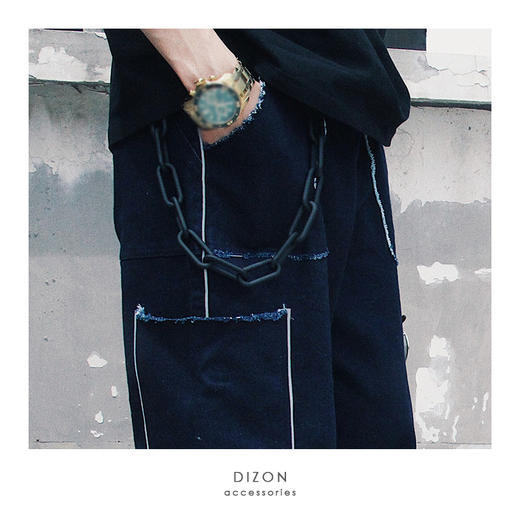 Dizon 荧光橙工业机能裤链 街舞嘻哈彩色裤链 不掉色哑黑街头锁链 商品图3