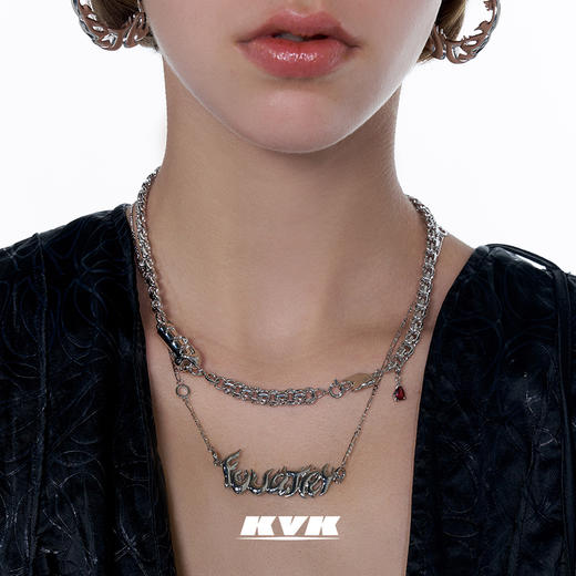 KVK×fourtry潮流合伙人2 2021年新款潮符号盘结元素拼接锁骨项链 商品图3