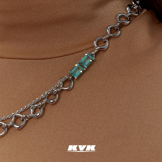 KVK简约百搭组合双锆手工扭转项链简约轻奢小众设计感锁骨项链女 商品图3