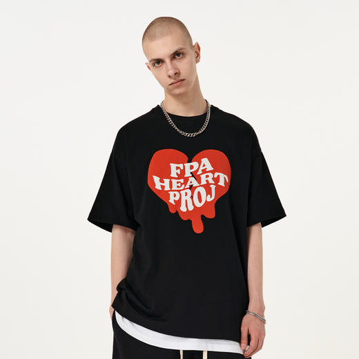 FPA(VENGETICE) 发泡溶解破碎爱心印花短袖 国潮牌宽松情侣款T恤 商品图1