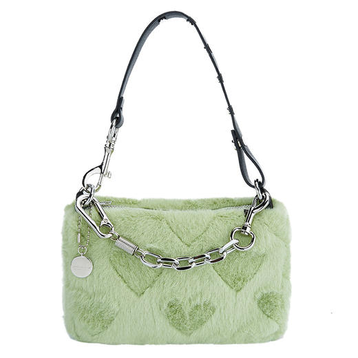 〖HIDDENNOTES〗Y2K千禧辣妹手提腋下包薄荷绿平价毛绒爱心手机包 商品图4