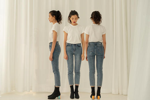 〖HIDDENNOTES〗自制 半高领basic基础纯色精梳棉透气修身短袖T恤 商品图2