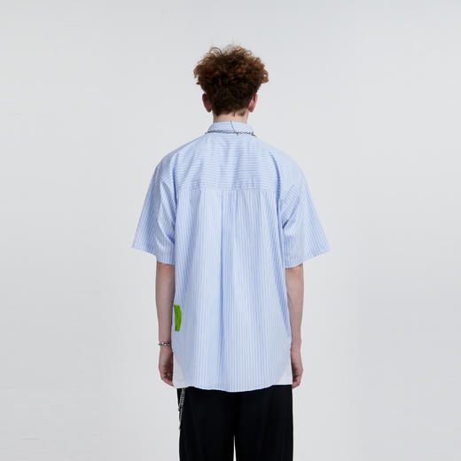 FPA(VENGETICE) 印花条纹短袖衬衫 宽松休闲国潮牌衬衣男嘻哈街头 商品图1