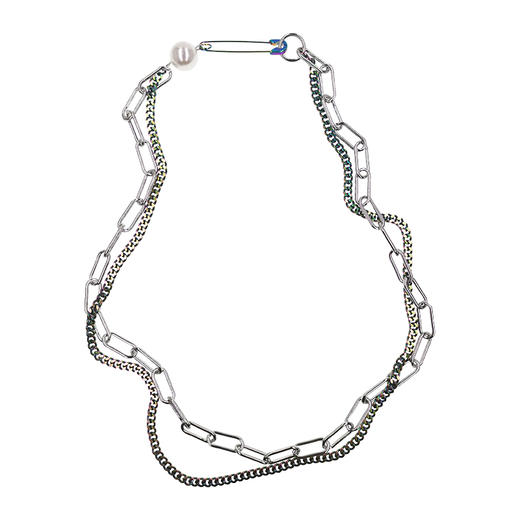 DIZON原创 珍珠项链 潮牌说唱嘻哈小众双层钛钢项链 国潮 商品图4