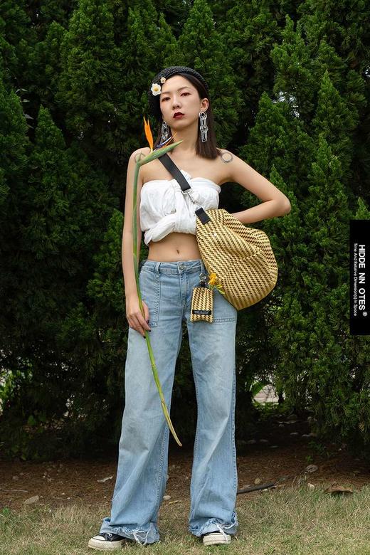 〖HIDDENNOTES〗原创斜挎单肩包  学生小众不撞款ins黄色编织大包 商品图2