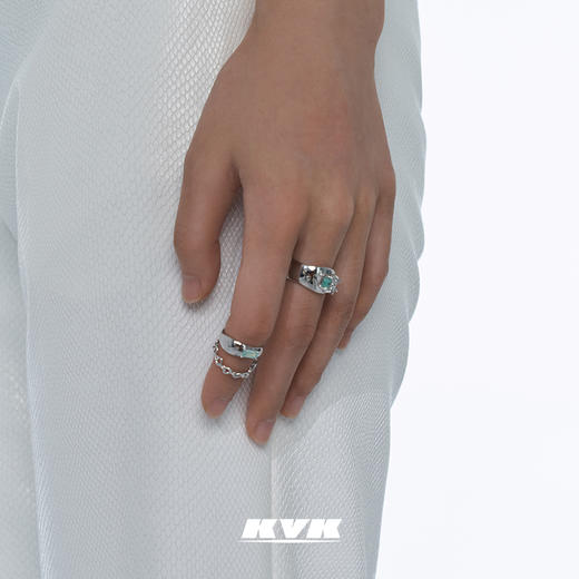 KVK环骨组合925银戒指2021新款轻奢冷淡风情侣对戒时尚个性指环女 商品图2