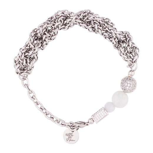 MADE BY DIZON 国风人造玉石锆石满钻手链 男女款 手工钢链编织链 商品图4