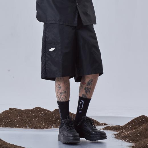 PCLP(PERCLIPS) 金属牌短裤 短裤男国潮牌潮流运动休闲宽松五分裤 商品图0