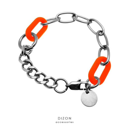 Dizon 原宿风街头锁链链条手链hiphop 多层说唱几何橘色钛钢链条 商品图1