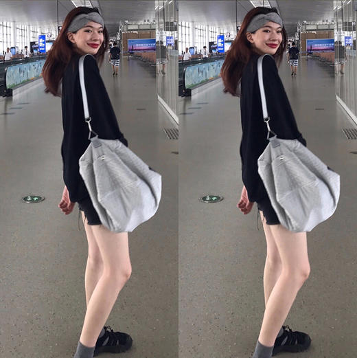 HIDDENNOTES l 原创斜挎单肩包 银灰色丝绒大容量运动旅行背包 商品图3