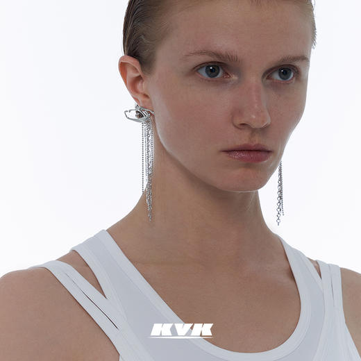KVK异型丝捕流苏耳环2021年新款潮小众设计高级感长款气质耳环女 商品图2