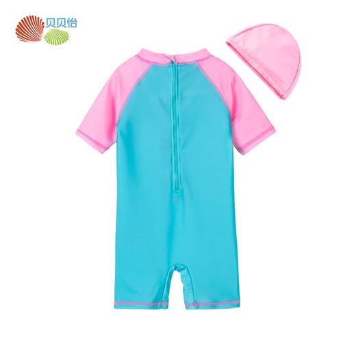 贝贝怡2021新款女童连体泳衣宝宝速干防晒美人鱼儿童泳帽泳衣套装212P2355 商品图5