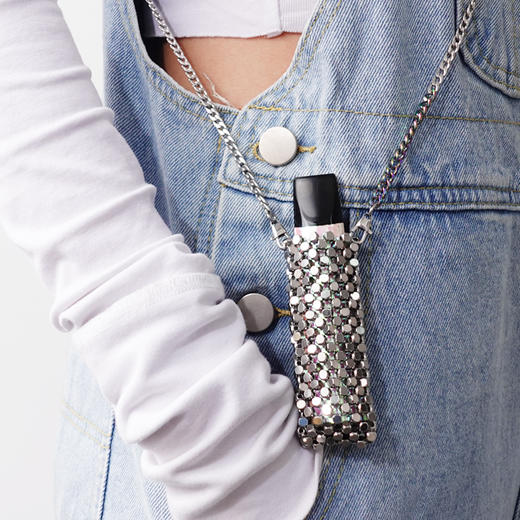 made by dizon 几何钢烟杆挂链 原创设计多层叠带银钛钢质感挂饰 商品图3