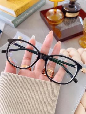 客配CHANEL复古黑框375/250度+75/125度散光 1.61防蓝光镜片