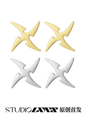 LURS爆款原创设计夏天清新百搭防过敏网红简约小巧手里剑飞镖耳钉