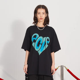 PCLP(PERCLIPS) 爱心LOGO潮流印花短袖男国潮牌纯棉宽松半袖t恤男