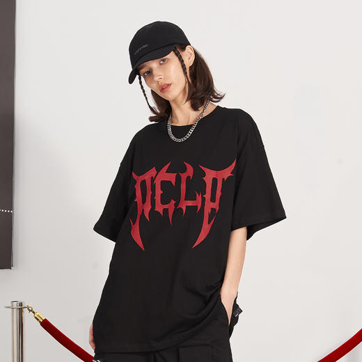 PCLP(PERCLIPS) 刀锋LOGO潮流印花短袖男国潮牌纯棉宽松半袖t恤男 商品图2