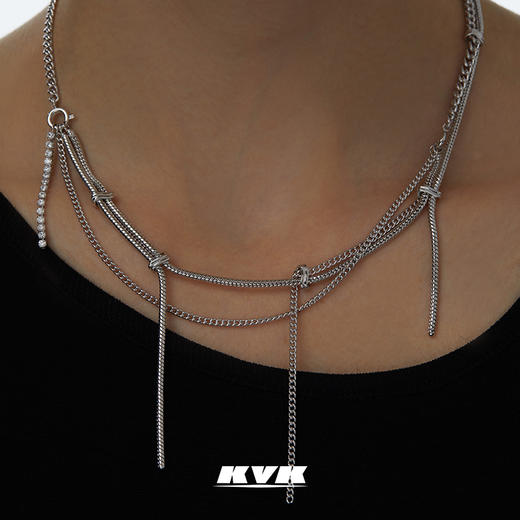 KVK绳结流苏项链2021新款潮轻奢小众设计感颈饰女气质流苏锁骨链 商品图3