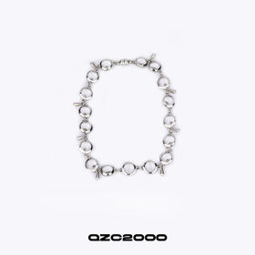 QZC2000 铆钉吊坠镜面环扣金属项链 男女同款百搭饰品