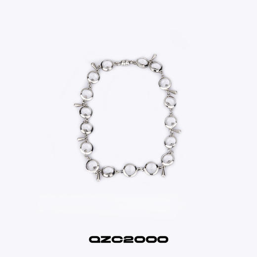 QZC2000 铆钉吊坠镜面环扣金属项链 男女同款百搭饰品 商品图0