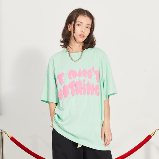 PCLP(PERCLIPS) 云朵发泡字母潮流短袖男国潮牌纯棉宽松半袖t恤男 商品图3