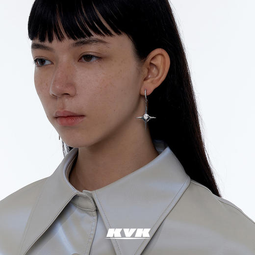 KVK十字架耳环高级感镶钻耳钉轻奢小众设计感简约耳坠耳饰品女潮 商品图1