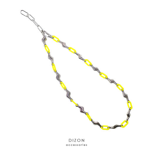 DIZON 小众设计锁链式工业机能项链 潮男钛钢荧光绿闪电锁骨短链 商品图0