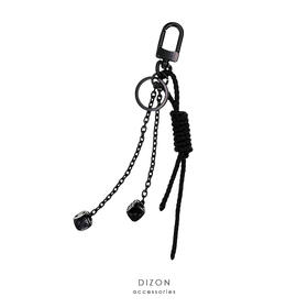 DIZONACC 骰子钥匙扣 黑色锁链式链编织挂饰 男士车匙潮流吊饰链