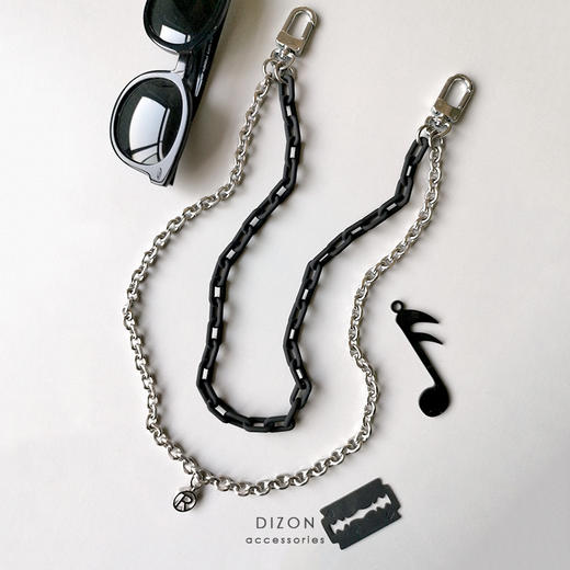 DIZON 钛钢黑色双层裤链 重工业质感垂钓蹦迪街舞夜店嘻哈裤链男 商品图1