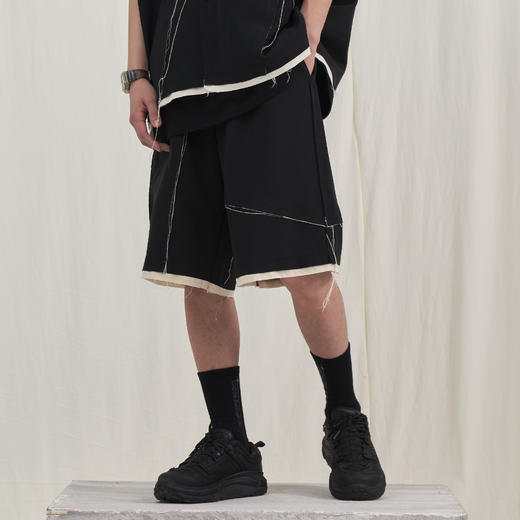 PCLP(PERCLIPS) 毛边破坏休闲短裤夏季国潮流直筒休闲五分裤男 商品图1