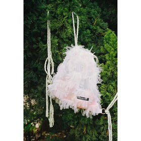 〖HIDDE NN OTES〗夏季抽绳束口袋 仙气薄纱方格流苏ins双肩背包