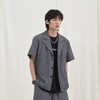 PCLP(PERCLIPS) 铆钉短袖西装衬衫 国潮牌黑色休闲夏季半袖衬衣男 商品缩略图1