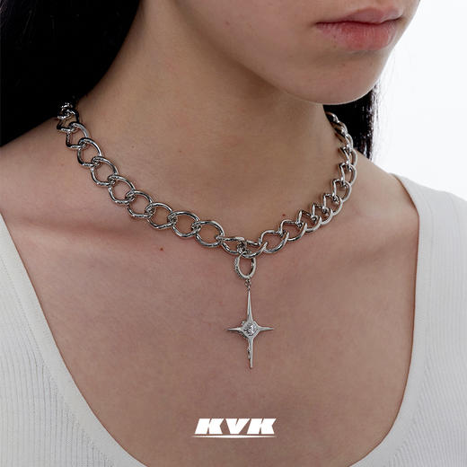 KVK十字架项链女锁骨链2021年新款小众设计感十字架吊坠颈饰首饰 商品图2