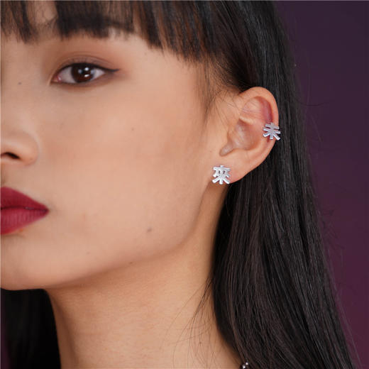 LURS爆款原创设计夏天清新百搭防过敏网红简约小巧文字未来耳钉 商品图2