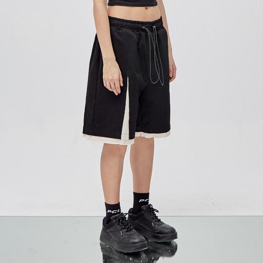 PCLP(PERCLIPS) 解构破坏短裤 拼接毛边不规则剪裁五分裤 商品图2