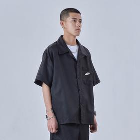 PCLP(PERCLIPS) 金属牌短袖衬衫 潮流解构工装日系港风男半袖衬衣