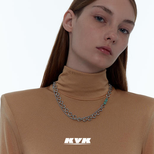 KVK简约百搭组合双锆手工扭转项链简约轻奢小众设计感锁骨项链女 商品图1