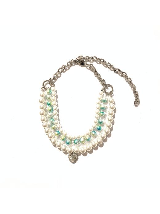 权正长 原创复古多层叠戴珍珠爱心宝石吊坠锁骨链项链 小众设计 商品图4